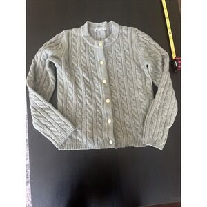 Abercrombie & Fitch‎ Women's Cable knit button Short Cardigan, Gray green, Sz M